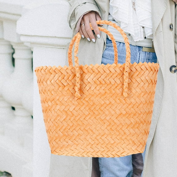 QUMIIRITY Wicker Purse Chocolate 1Pcs 11.4x7.86x4.72in