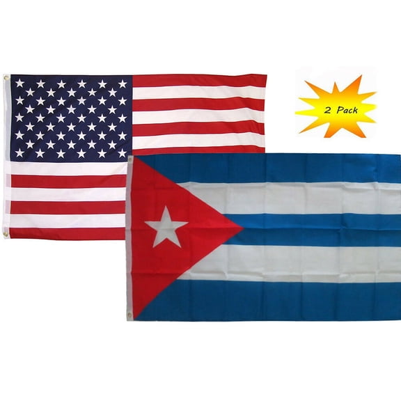 2x3 2'x3’ Wholesale Set (2 Pack) USA American & Cuba Cuban Country Flag Banner