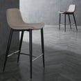 thumbnail image 3 of Neo-Classical Counter Stool - Taupe Faux Leather, Fixed Height, Metal Legs - Kitchen Bar Dining, 3 of 10