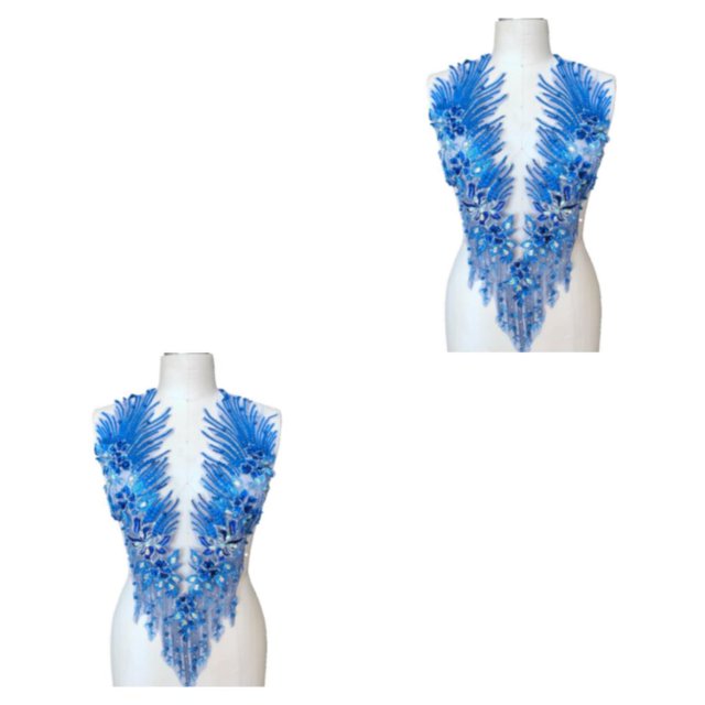 maskred Sturdy And Durable Lace Applique With 3D Beads And Rhinestones With Materials Are Sturdy And Durable Multiple Colors blue A 2Set