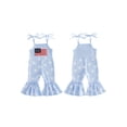 thumbnail image 2 of BemeyourBBs Toddler Baby Girl 4th of July Outfit Independent Day Clothes Summer Romper Bell Bottoms Patriot Star Print American Flag Embroidered Spaghetti Strap Casual Jumpsuit Overalls, 2 of 9