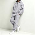 thumbnail image 5 of Delconic Mens Fleece Quarter Zip Hoodie and Sweatpants Set Loose Fit Pullover Hooded Sweatshirt Drawstring Jogger Pants Gray S, 5 of 5