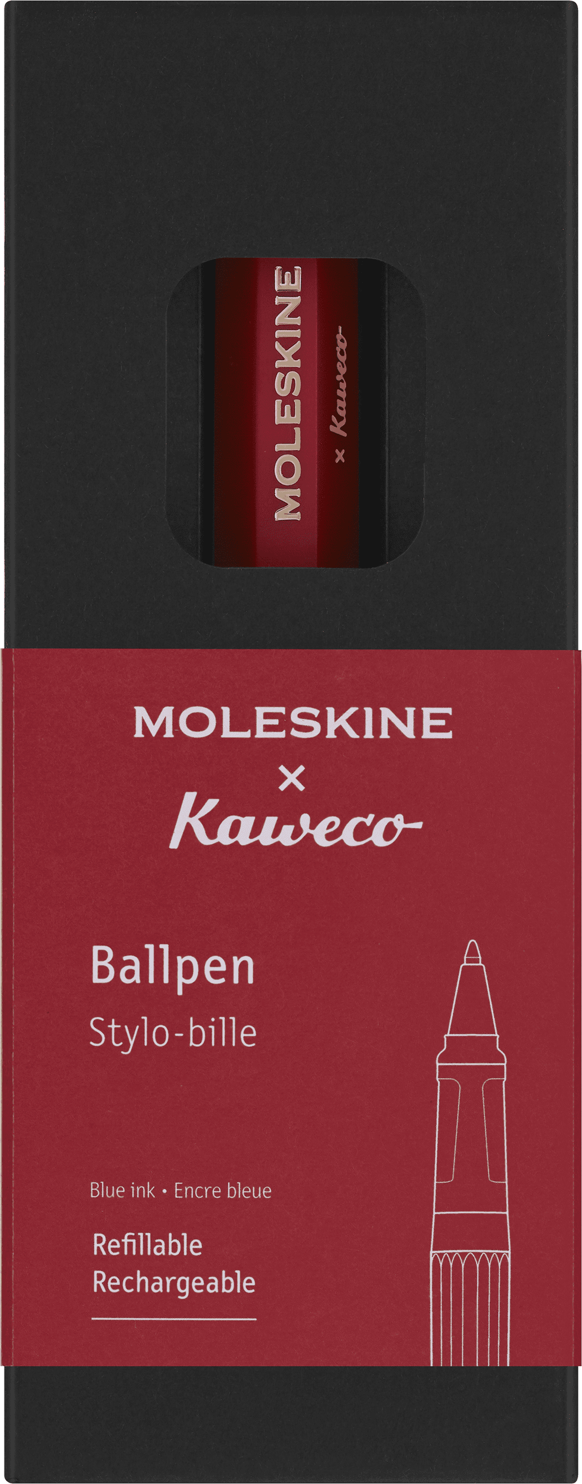 Moleskine Kaweco Ballpoint Pen, Red, Medium Point (1.0 MM), Blue Ink
