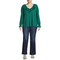 thumbnail image 5 of Terra & Sky Women's Plus Size Smocked Cuff Ruffle Tee, 5 of 5