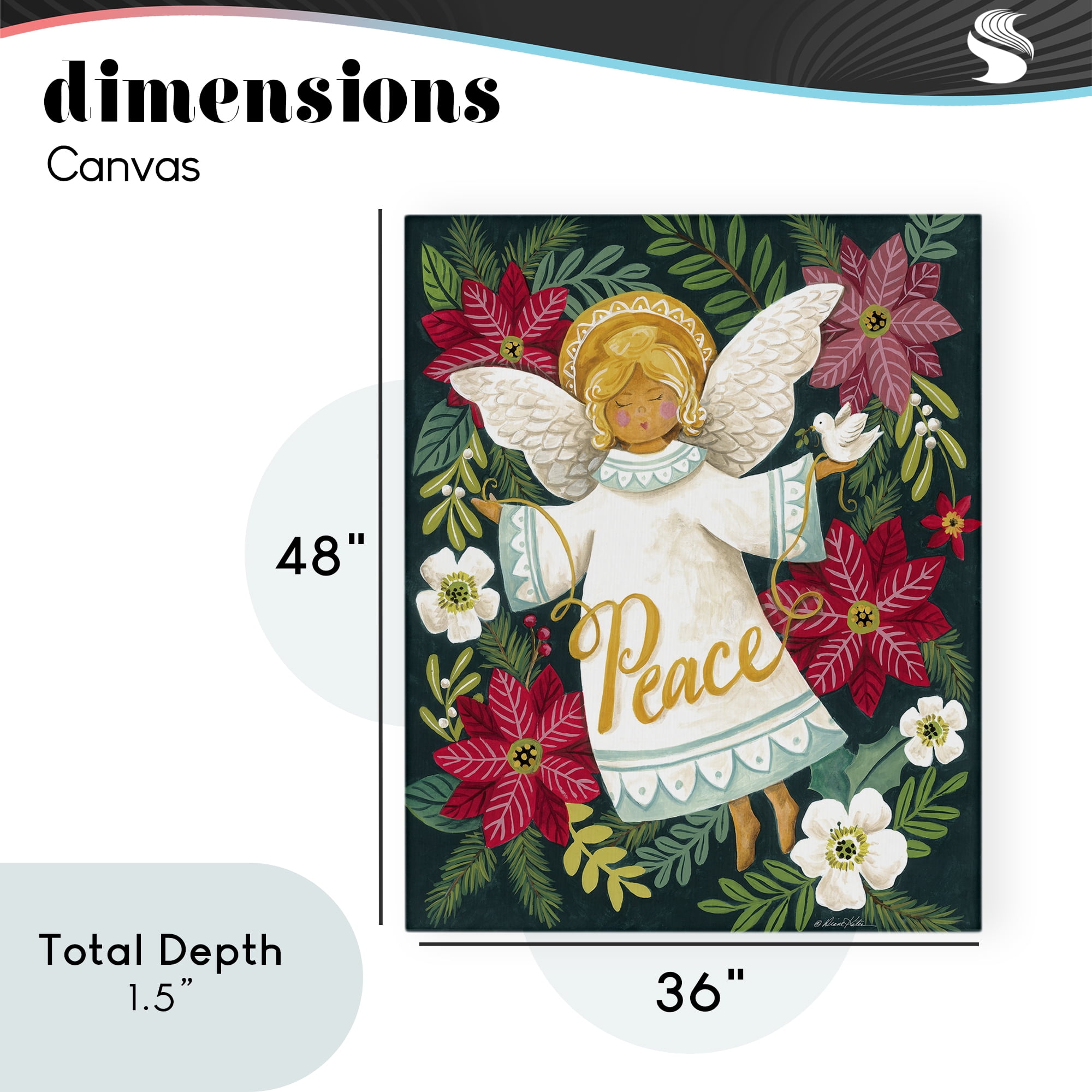 Angel with Peace & Botanicals Canvas Wall Art, design by Diane Kater