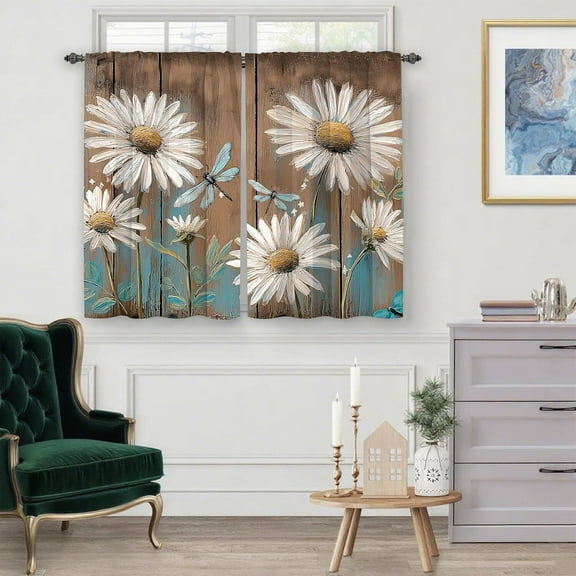 Kitchen Curtains Cafe Curtains for Bathroom Dining Room Living Room Pocket Window Drapes 2 Panels Set 28"x40"