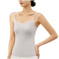 thumbnail image 2 of Staron Summer Sleeveless Camisole for Women Casual Round Neck Tank Top with Padded Bra Comfy Basic Solid Color V-Neck Cami, Gray XL, 2 of 4