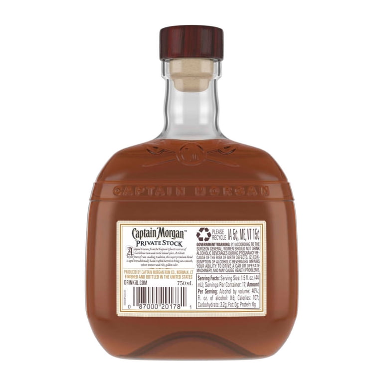 Captain Morgan, Private Stock Rum, 750 ml Bottle, 40% ABV