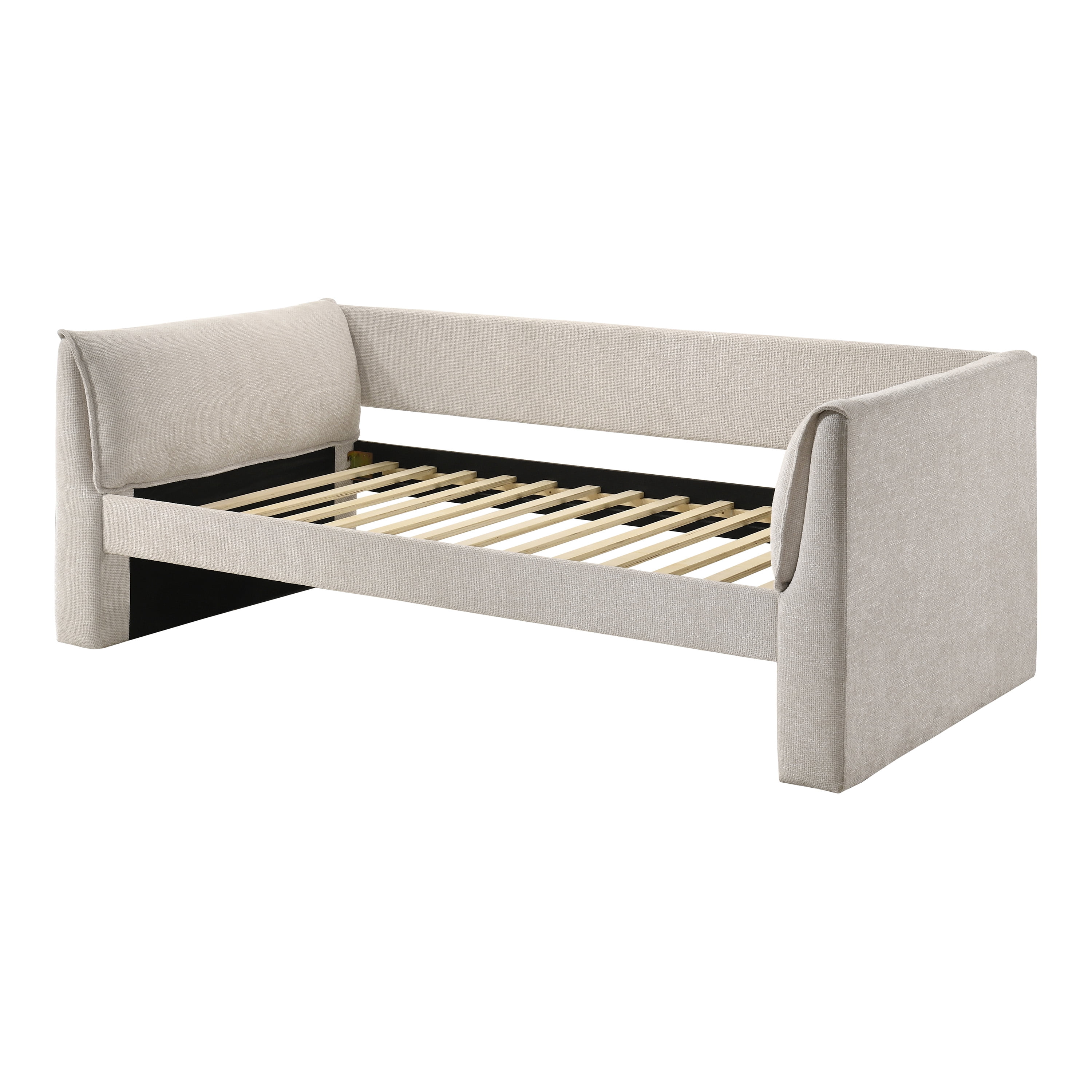 Furniture of America Alonsa Fully Fabric Upholstered Track Arm Twin Daybed with Trundle, Pearl White