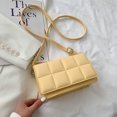 thumbnail image 2 of Bolsa de hombro de color puro de PU con patrón de cuadros retro, pequeños (amarillo) Ehuebsd Para Estrenar, 2 of 9