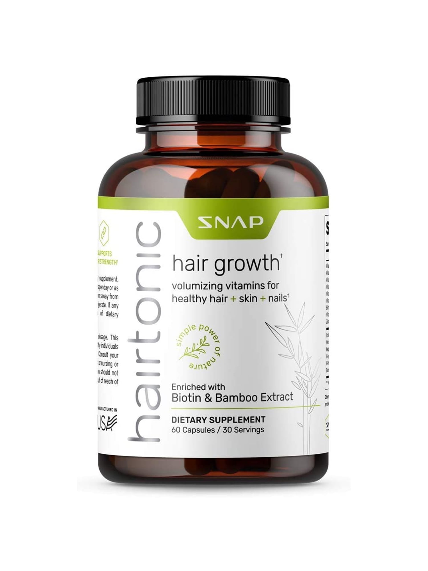 SNAP Supplements Extra Strength Women Hair Growth Pills - Biotin 5000 mcg, Hydrolyzed Healthy Hair, Skin & Nail Vitamins, Faster Growth, Prevent Hair Loss - 60 Capsules