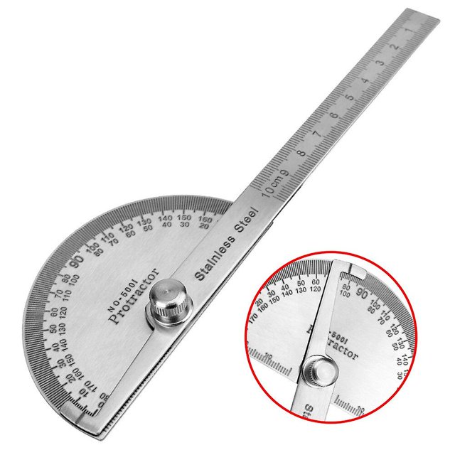 Transportador de 180 grados, regla de ángulo goniómetro, herramientas de carpintería de acero inoxidable, buscador de ángulo de Metal, regla de medición rotativa
