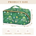 thumbnail image 4 of FORMRS Makeup Bag Travel Cosmetic Organizer for Women Fold Flat Zipper Pouch with Handle, Green Tennis Pattern, 4 of 8