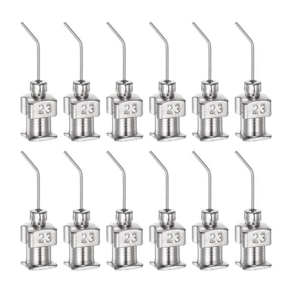 12uds Dispensadoras Agujas, 23 Calibre 1/2" Inoxidable Acero Romo Punta 45 Grados Dobladas Dispensadoras Agujas para Tinta Cartuchos, Pegamento, Jeringas, Carpintería
