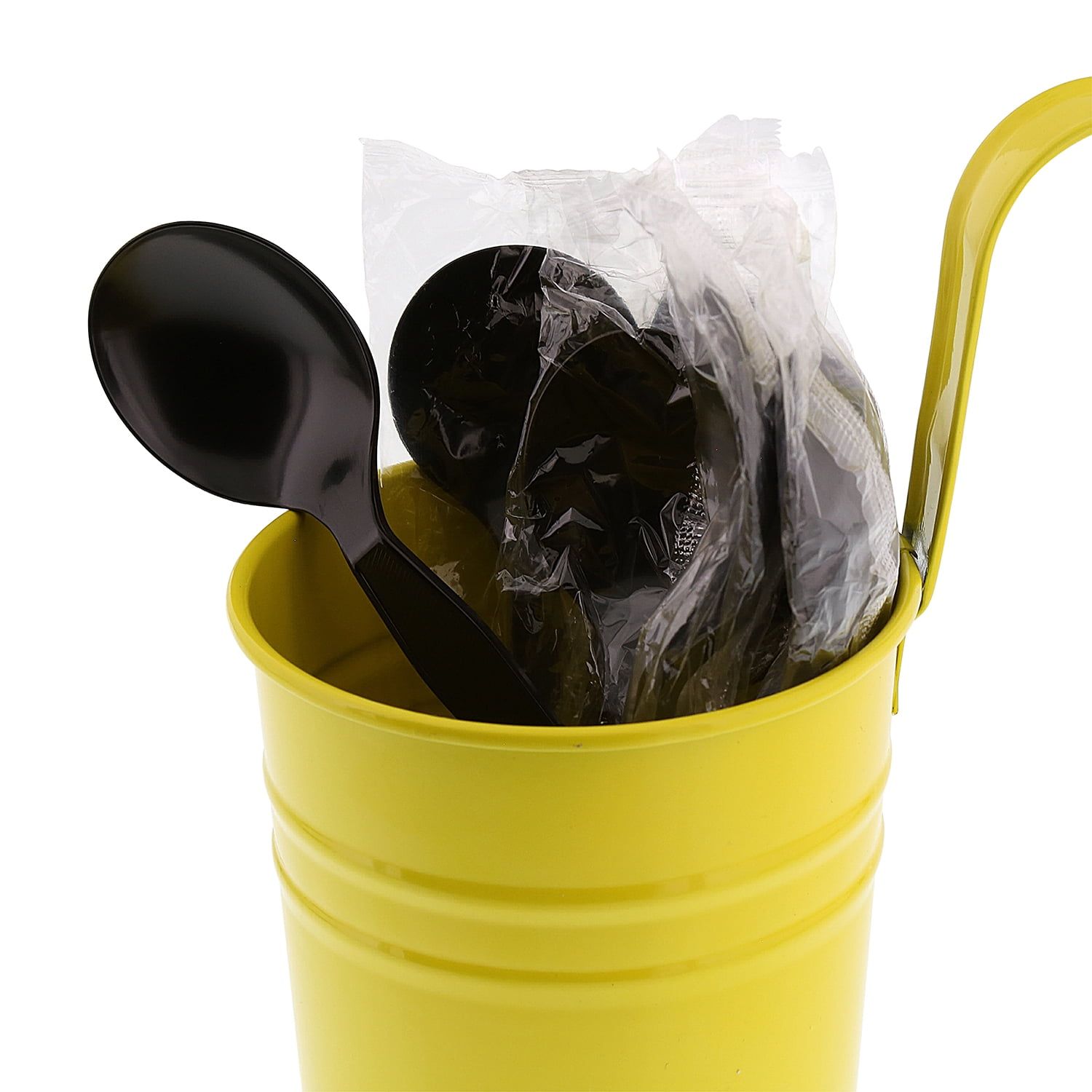 AmerCare Medium-Heavy Weight Black Polystyrene Soup Spoons, Individually Wrapped, Case of 1000