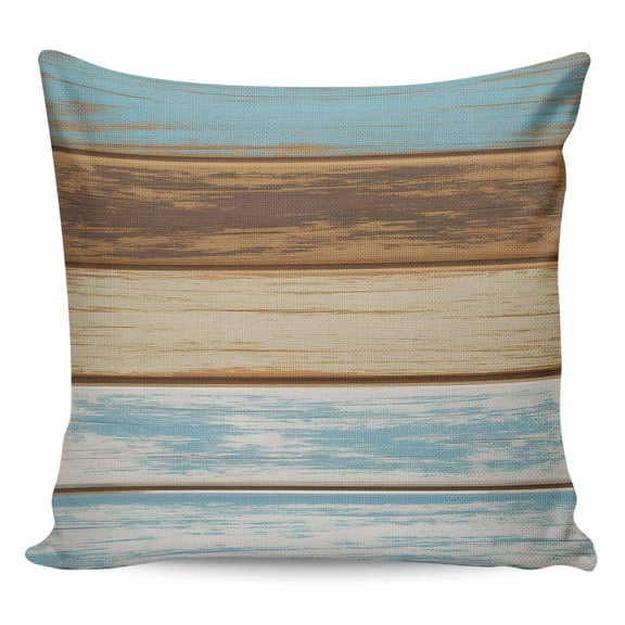 Blue Brown Pillow Covers 20x20 Inch Decorative Throw Pillow Cover, Farmhouse Rustic Wooden Plank Board Sofa Pillowcases Accent Cushion Case Home Decor Bedroom Living Room