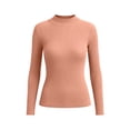 thumbnail image 5 of VSSSJ Women's Mock Turtleneck Knit Shirts Long Sleeve Ribbed Lightweight Pullover Sweater Casual Stretch Knitted Base Layer Tops Pink Free Size, 5 of 5