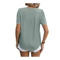 thumbnail image 6 of SHIBEVER Women Short Sleeve Tops Baggy Square Neck Blouse Fashion Solid Color T-shirt Casual Pleated Dressy Green Tee Size L, 6 of 6