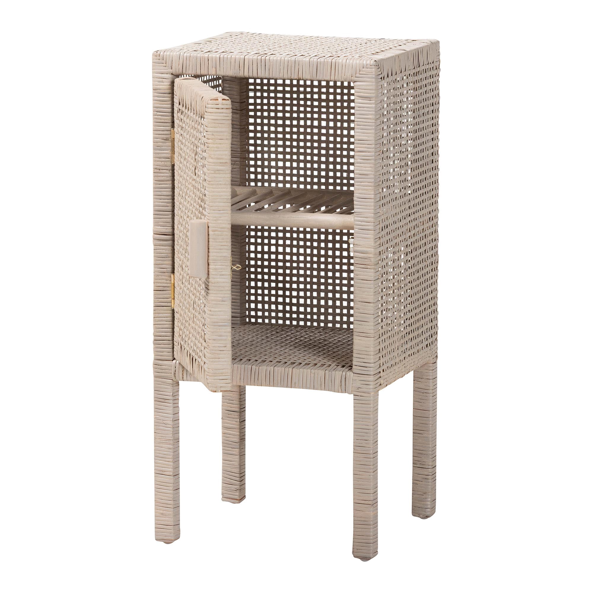 bali & pari Vivan Boho Nightstand, 2-Tier, French Grey