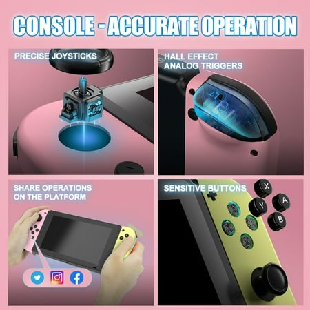 Joypad Controller (L/R) for Nintendo Switch Controller, Pink/Yellow Wireless Game Controller