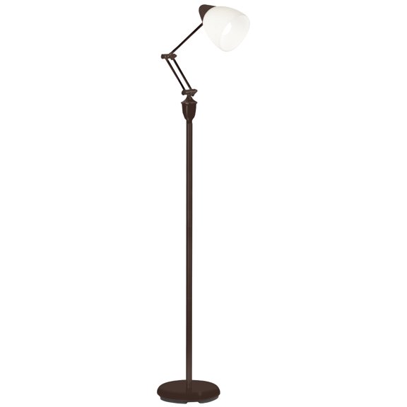 OttLite Webster Adjustable LED Floor Lamp – Metal Bronze Painted Finish, Modern Contemporary Design, Adjustable Glass Shade, Floor Step Switch, for Reading & Crafting
