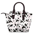 thumbnail image 3 of Single Shoulder Bag Rivet Bag 7.48×7.48×3.94in Removable Shoulder Belt Can Be Held Or Diagonal Across A Variety Of Matching Styles Simple Cow Print Pattern White Background, Pink And White_1, 3 of 6