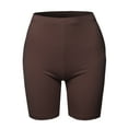 thumbnail image 2 of A2Y Women's Basic Solid Premium Cotton Mid Thigh High Rise Biker Bermuda Shorts Brown 1XL, 2 of 5