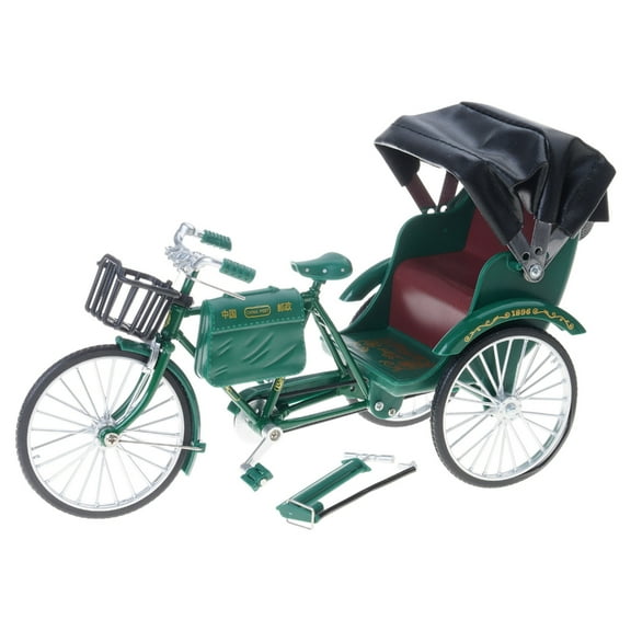 SIEYIO Vintage Alloys Rickshaw Model Antique Tricycle Replicas Miniature Decors Ornament For Home Display Photo Accessories