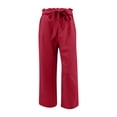 thumbnail image 4 of YYDGH Women's Wide Leg Pants with Pockets High Waist Adjustable Knot Loose Casual Trousers Business Work Casual Pants Wine Red XL, 4 of 4