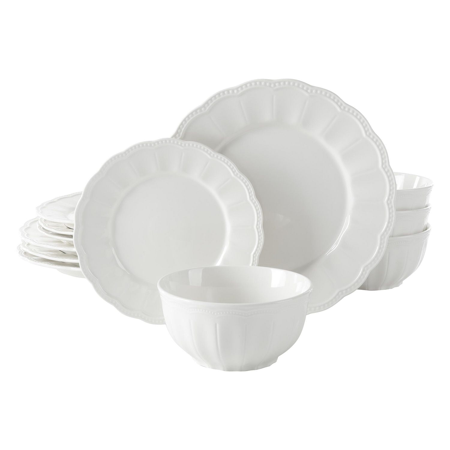 Hometrends 12Pc Scallop Ensemble de Vaiselle