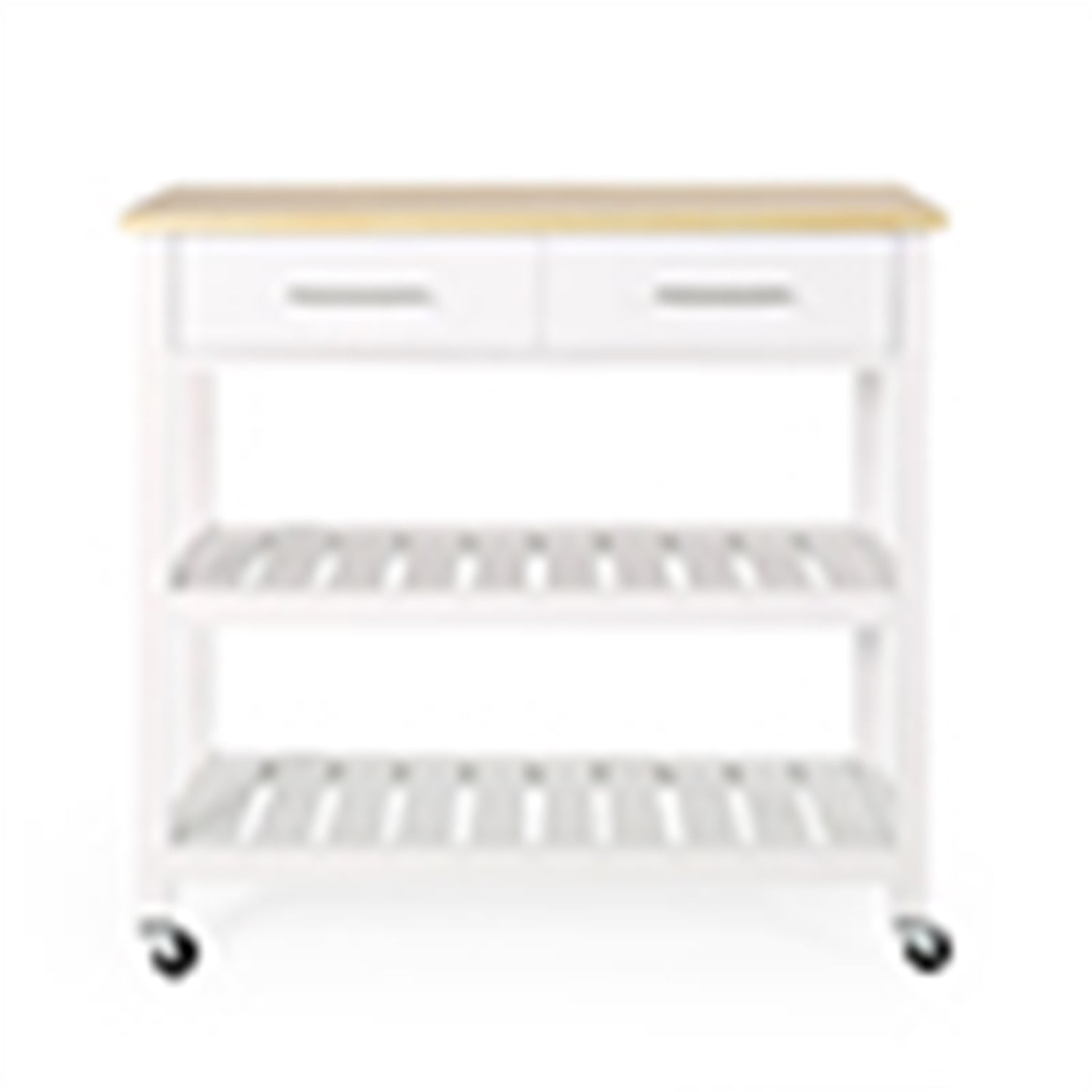 Kadyn Kitchen Cart, Kitchen Island Cart with 2 Drawers and 2 Slatted Shelves, Modern Kitchen Cart Table with White, White Kadyn Kitchen Cart, Kitchen Island Cart with 2 Drawers and 2 Slatted Shelves, Modern Kitchen Cart Table with White, White