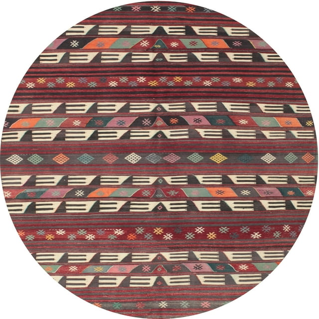 Ahgly Company Tapis d'Intérieur Rond Contemporain Amande Brun Foncé Sud-Ouest, 8 Pieds Rond