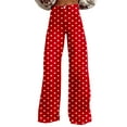 thumbnail image 2 of Women's High Waist Wide Leg Pants with Colorful Patterns, Lightweight Loose Fit Casual Trousers for Beach Vacations, Daily Wear, and All Season Comfort, Stretchy Comfortable Lounge Pants Red XXXL, 2 of 9