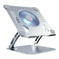 thumbnail image 3 of Soporte para computadora portátil con ventilador, ajustable, plegable, de aluminio, 3 velocidades, ventilador silencioso, enfriador para computadora Plata CUTICAT Soporte para portátil con ventilador, 3 of 8