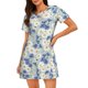 thumbnail image 1 of Balery Daisies Flowers Camisón de manga corta con cuello redondo para mujer, cómodo y elegante., 1 of 6