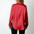 thumbnail image 4 of BiZtdJrK Women Soft Collared Shirts Satin Silk Long Sleeve Button Down Shirt Loose Lightweight Pajama Tops Solid Fall Blouses Red XXL, 4 of 7