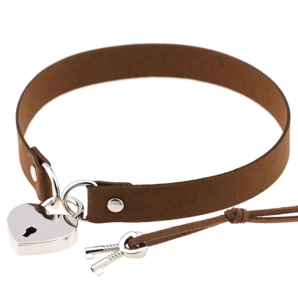 Guardurnaity Hombres Mujeres Niños Corazón Bloqueo Collar Gargantilla Suéter Collar Punk Club Niñas Collar colgante Ropa, zapatos y accesorios Miscelánea Café