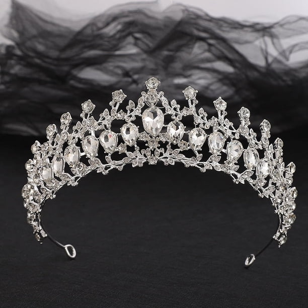 Zhuge Tiara de boda para novia, diadema de princesa, corona nupcial, joyería para el cabello con diamantes de imitación de cristal, decoración para novia, cumpleaños, graduación, boda (blanco)