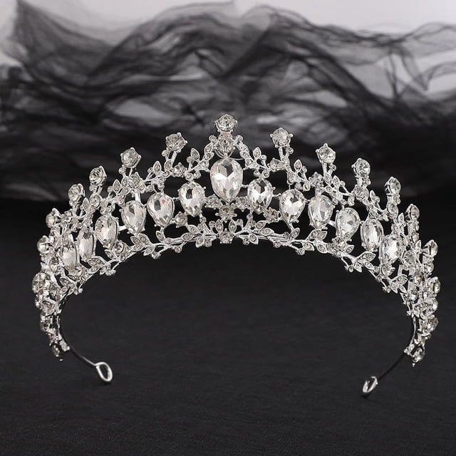 Zhuge Tiara de boda para novia, diadema de princesa, corona nupcial, joyería para el cabello con diamantes de imitación de cristal, decoración para novia, cumpleaños, graduación, boda (blanco)