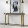 thumbnail image 4 of Uttermost Kea Contemporary MDF Ash Veneer Iron Console Table in Brass/Woodtone, 4 of 6