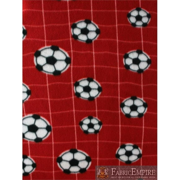 Fleece Fabric Printed ANTI PILL NET SOCCER BALL RED