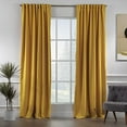 thumbnail image 2 of 3S Brother's Extra Long Room Darkening 252" Length Faux Velvet M-Yellow Curtain Drapes - Hanging Back Tab 5-25 Feet Custom Made ( 1 Panel ) - Made in Turkey (52"Wx252"L), 2 of 5