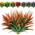 thumbnail image 1 of Nvzi 8 piezas de plantas artificiales de exterior resistentes a los rayos UV, plantas de césped alto, flores tropicales falsas, arbustos decorativos rojos, 1 of 5