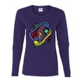 thumbnail image 2 of Colorful Sneakers Chucks Streetwear Womens Graphic Long Sleeve T-Shirt, Purple, Small, 2 of 3