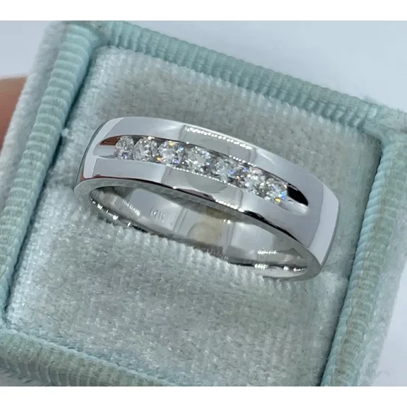 One carat 2 Carat - Round Cut - Moissanite Ring - Solitaire Engagement Ring in 18K White Gold Plating over Silver Size 8