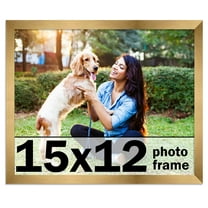 15x12 Frame Gold Bronze Modern Solid Wood Picture Frame | 0.75 Inch Moulding Width | Includes UV