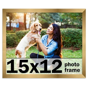 15x12 Frame Gold Bronze Modern Solid Wood Picture Frame | 0.75 Inch Moulding Width | Includes UV