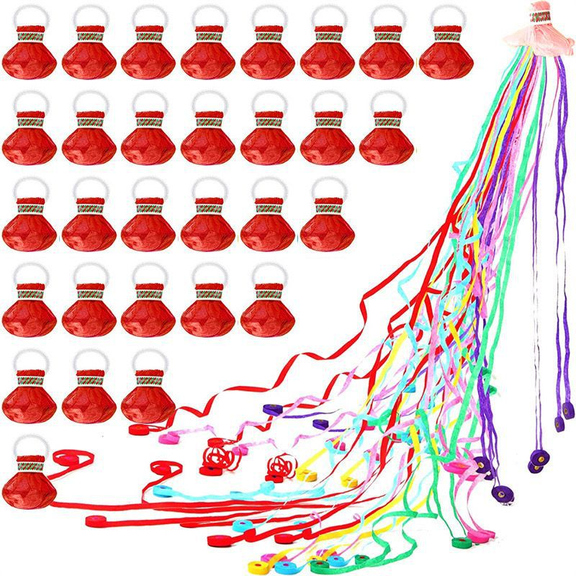20 Pcs Hand Throw Streamers, 30-Head, No Mess Streamers Party Favors, Easy to Clean, Lightweight Confetti Streamers for Celebrations, Wedding, Birthday, Red