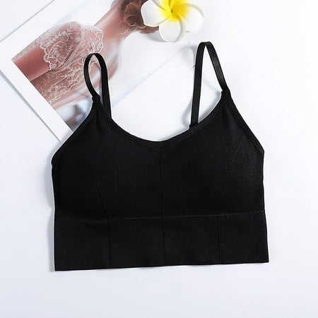 FUNUONY Big Sale!!Bras for Women 2025 New Tank with In Bra Womens Tank Tops Strap Stretch Cotton Camisole with In Padded Shelf Bra Small Color A Black One Size