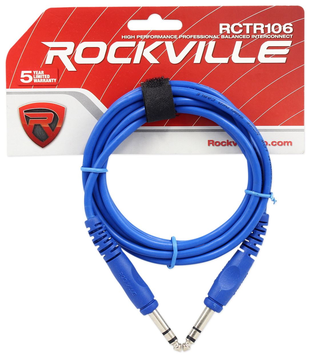 18 Rockville RCTR106BL Blue 6' 1/4'' TRS to 1/4'' TRS  Cable 100% Copper